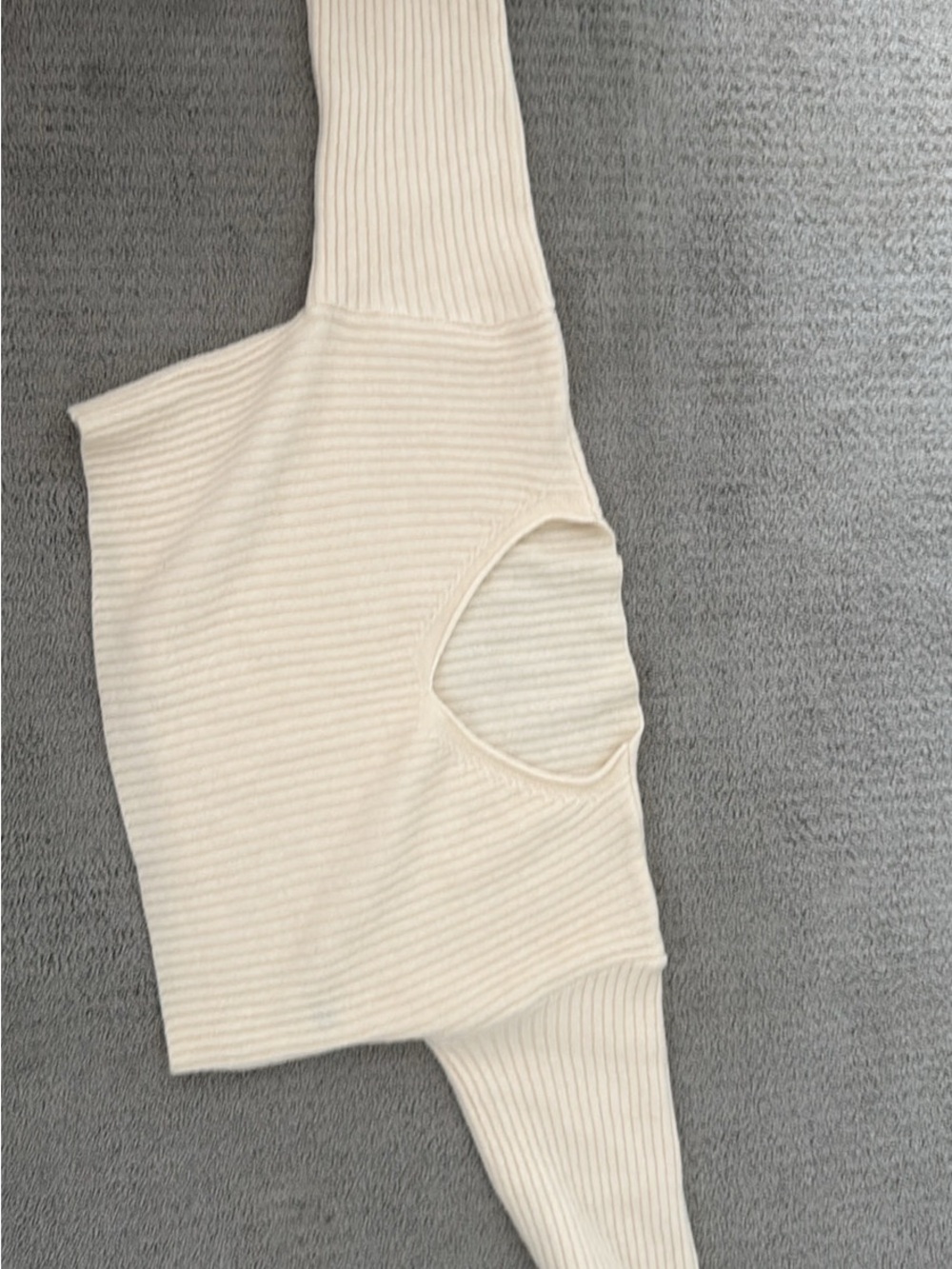 Cream Ribbed V-Neck Women's Sweater - Picture 2 of 3
